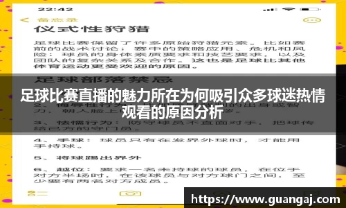 足球比赛直播的魅力所在为何吸引众多球迷热情观看的原因分析
